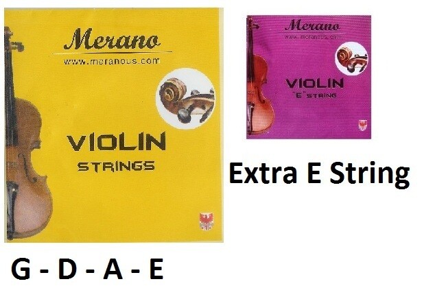 Merano 4/4-3/4 Size Violin String Set (G-D-A-E)+Extra E String~Beginner, Student