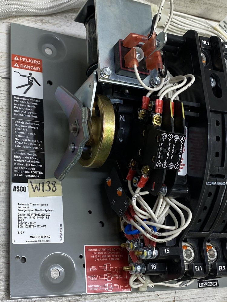 ASCO AUTOMATIC TRANSFER SWITCH D03ATS020200FGX0 200 AMP