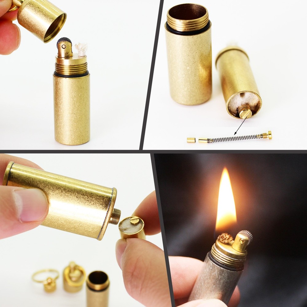 PPFISH Mini Brass Lighter - EDC Peanut Keychain - Waterproof Fire...