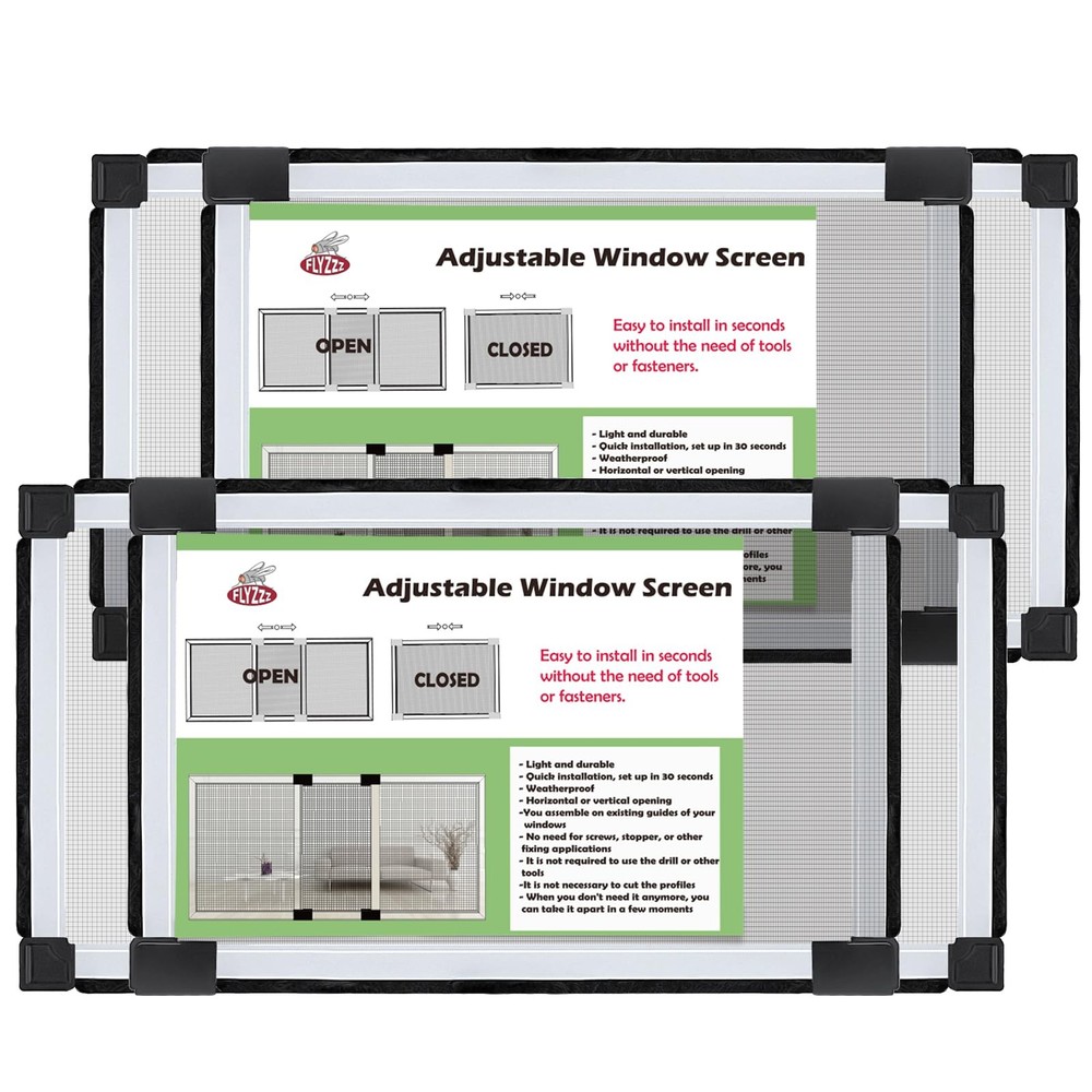 Adjustable Expandable Window Screen 16-28 Inches Small Size 2 Packs