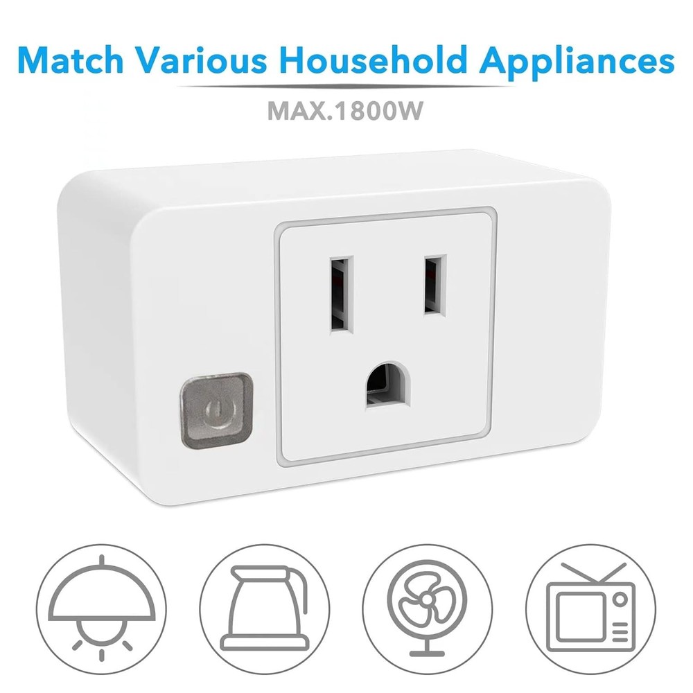 3 Outlets + 1 Remote Wireless Remote Control Outlet Switch, 1800W Power Plug