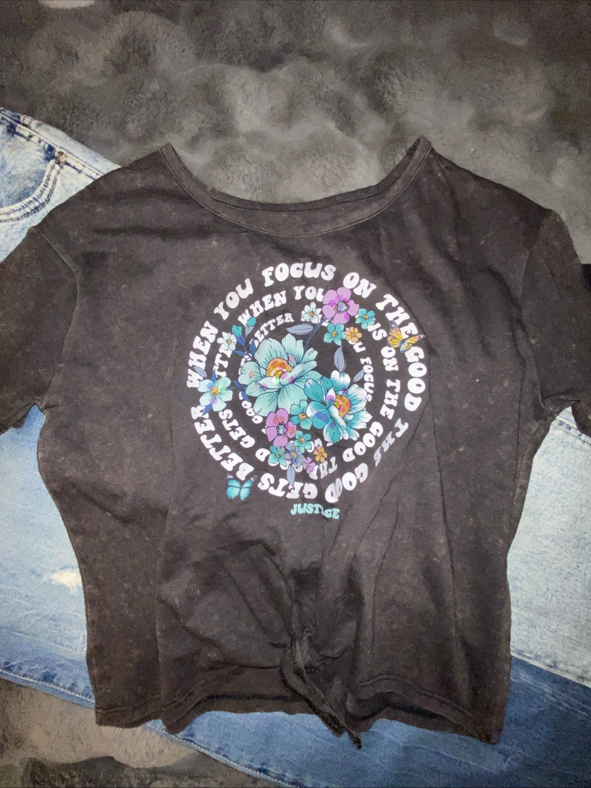 Girls Clothing Lot Size 12 14 Justice Billabong Ordache Jeans Tops 6 Pc