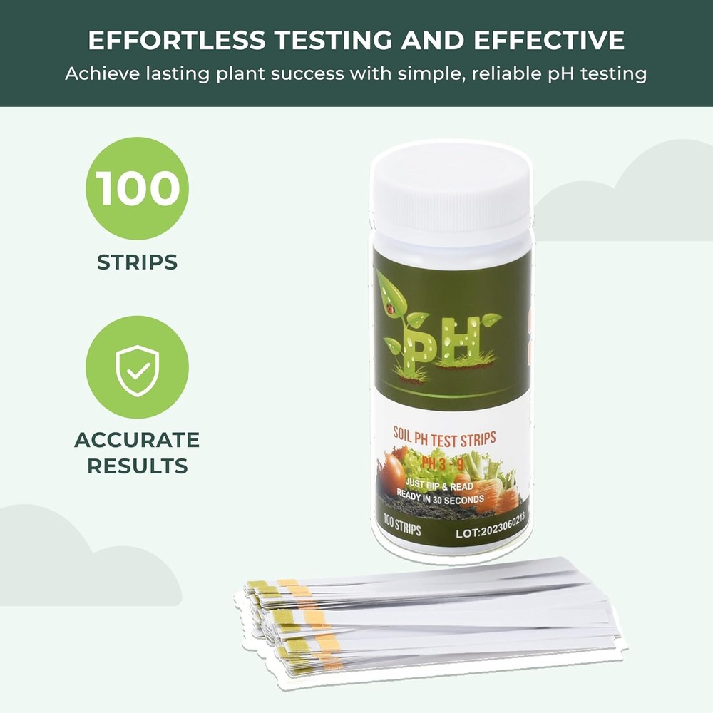 100 Strip Soil Ph Test Kit - Complete Ph Test Checker - Professional Tester for