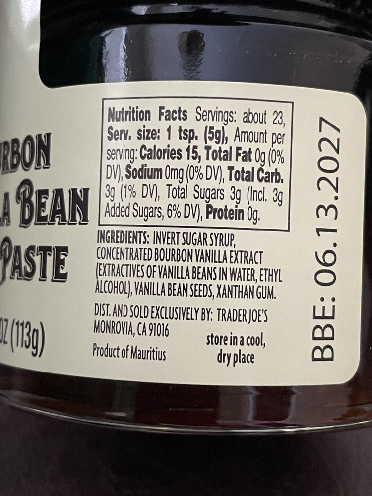 Trader Joe’s Bourbon Vanilla Bean Paste 4 oz Glass Jar