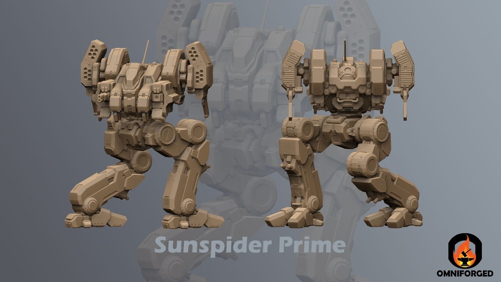 Sun Spider Prime Mini Mech MWO Miniature Compatible with Battletech