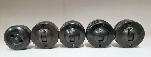 Vintage Old 4 Pcs Electrical Bakelite Switch & 1 Socket made in India.