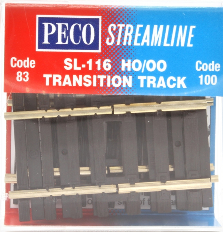 Peco SL-116 HO Transition Track | Code 83 ~ Code 100 | 4 per pack | Brand New!