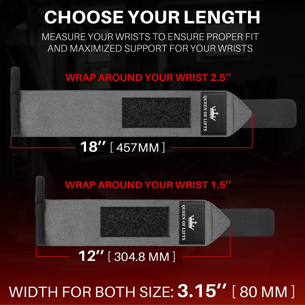 HeavyDuty Weightlifting Wrist Wraps with Thumb Loop for Powerlifting & Training