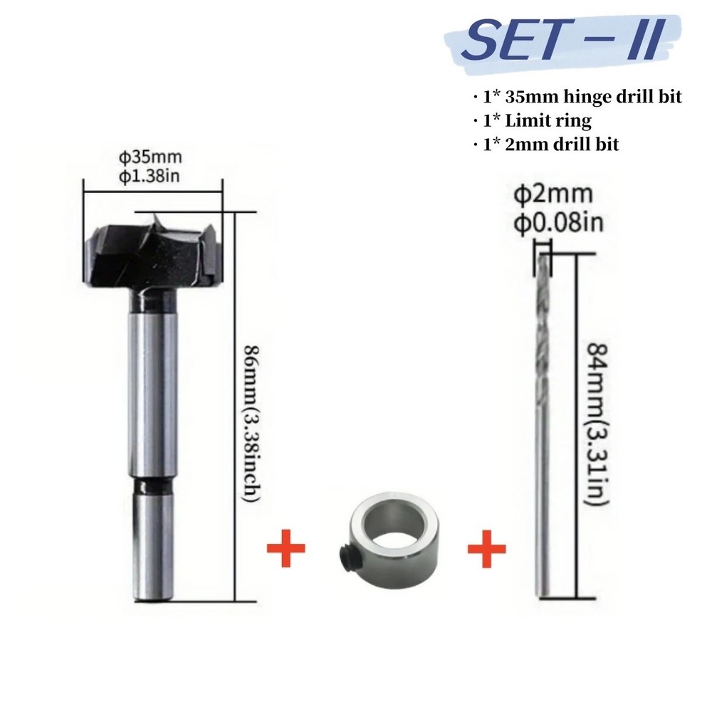 Cabinet Hinge Jig Set - 35mm Hole Locator & Drilling Guide