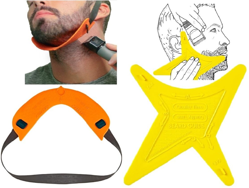 Beard Shaping Template Kit – 2 Multi-Style Beard & Neckline Guides: Hands-Fre...