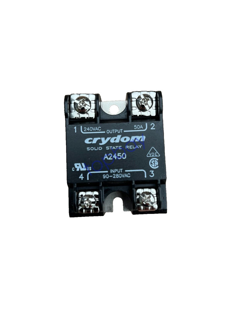 Crydom A2450 solid state relay 90-280 volt input panel mount 240 volt output 50A