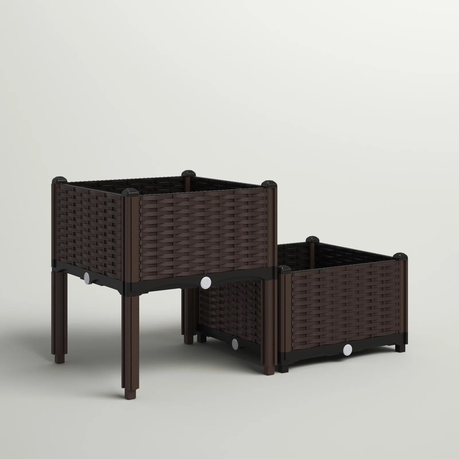 Barton 2 Pieces Raised Garden Bed Brown Plastic w/Self-Watering Design Outdoor