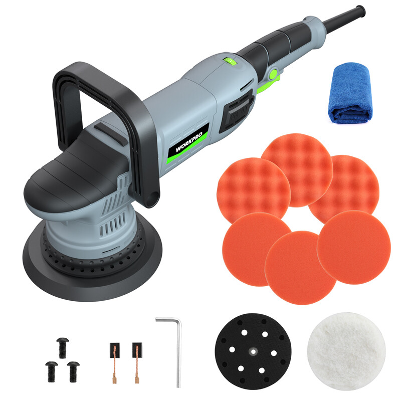 WORKPRO Buffer Polisher 6" 1080W Dual Action Orbital Polish Set 6 Variable Speed