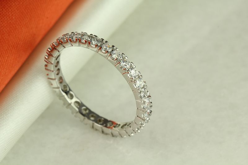 1.68 CT STERLING SILVER ROUND STACKED CZ ETERNITY BAND RING SZ 5-10 ❤thr❤ ~ET4~