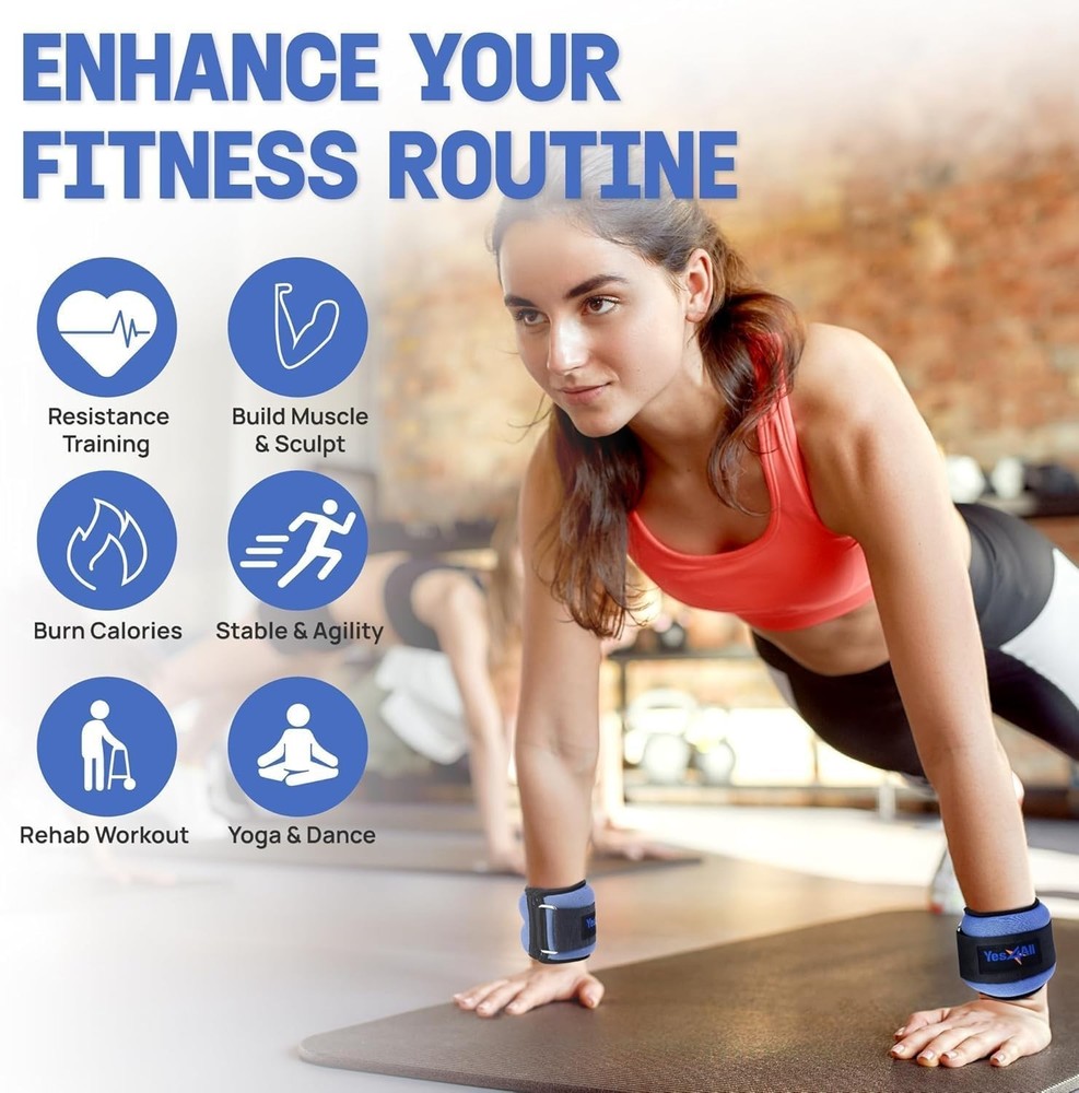 Wrist & Ankle Weights Pair 1lb -10lbs, Adjustable Strap for Walking, Jogging,...