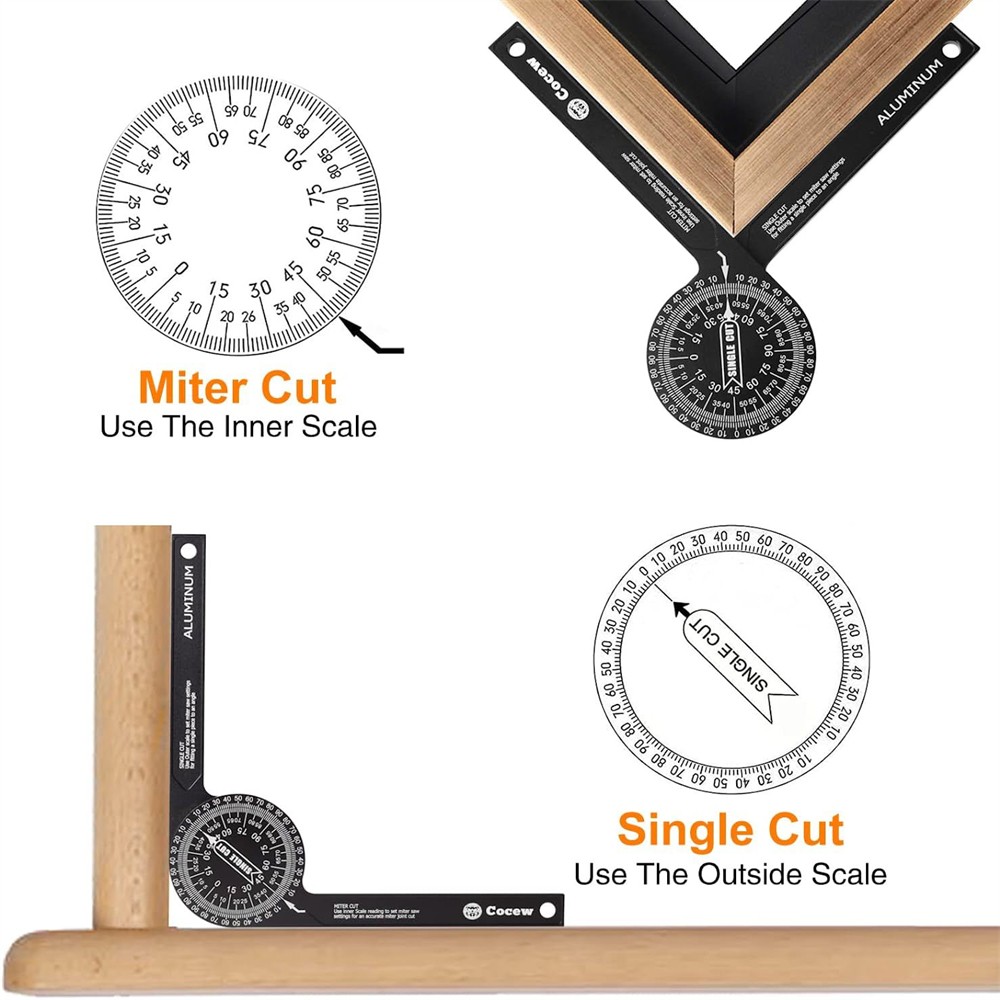 Miter Saw Protractor 7-Inch Aluminum Protractor Angle Finder