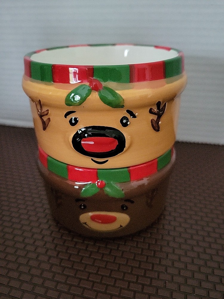 2 Reindeer Stackable Christmas Ramekins