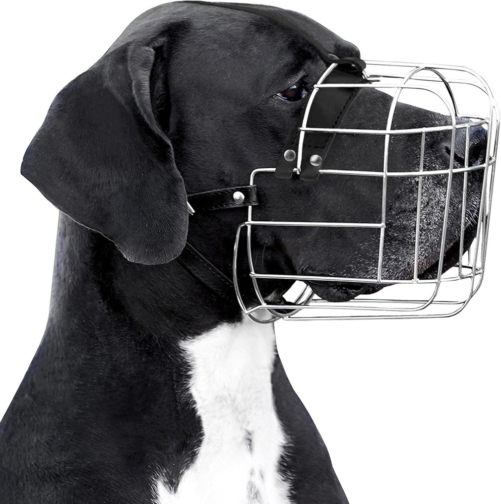 Adjustable Metal Wire Basket Muzzle for Large Dogs-