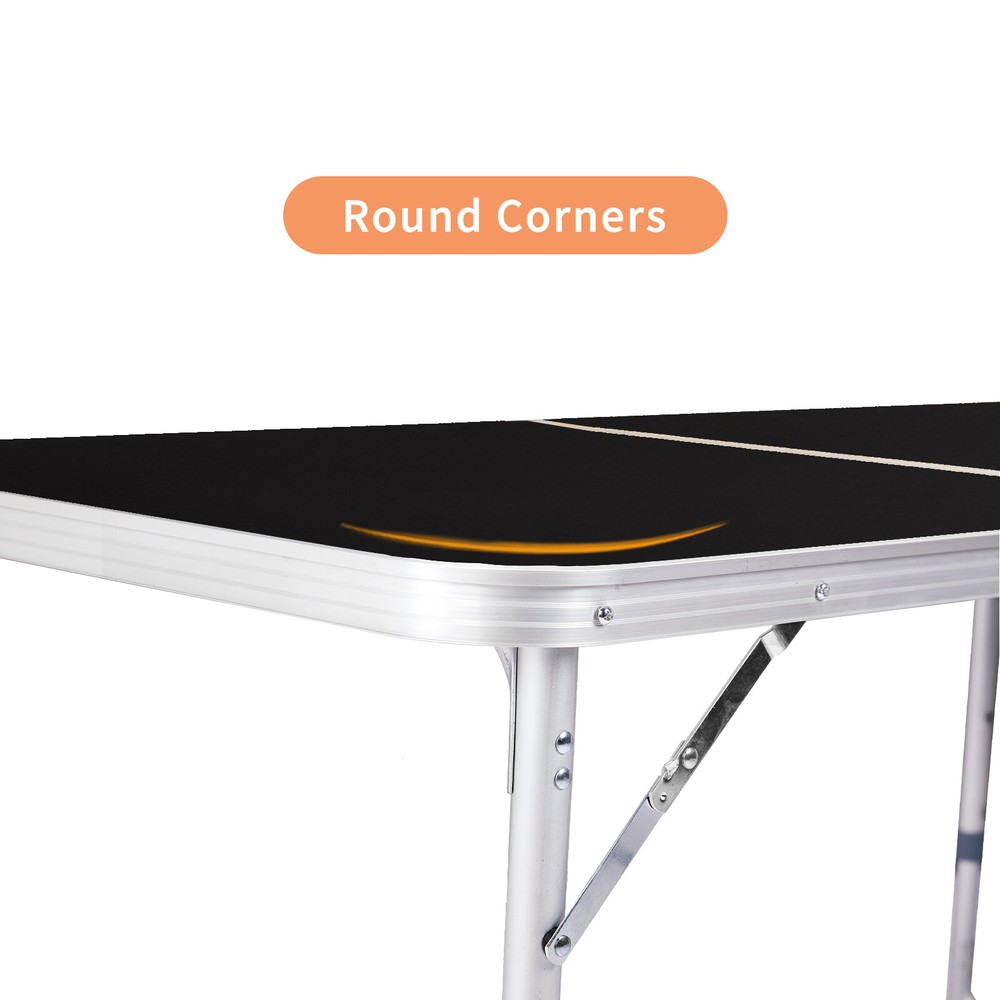 3ft Aluminum Alloy Folding Table Black