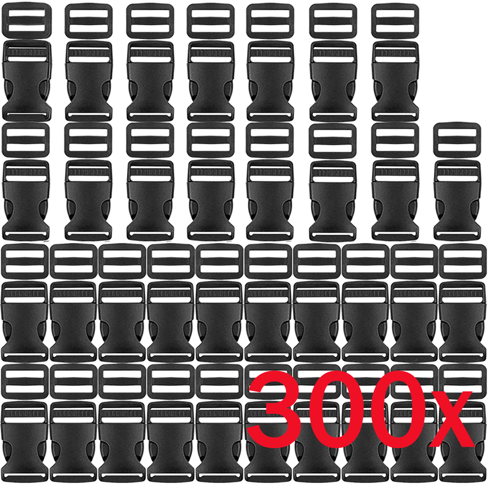 300PCS Plastic Webbing Straps Backpack 25MM (150* Slides Release & 150* Buckles)
