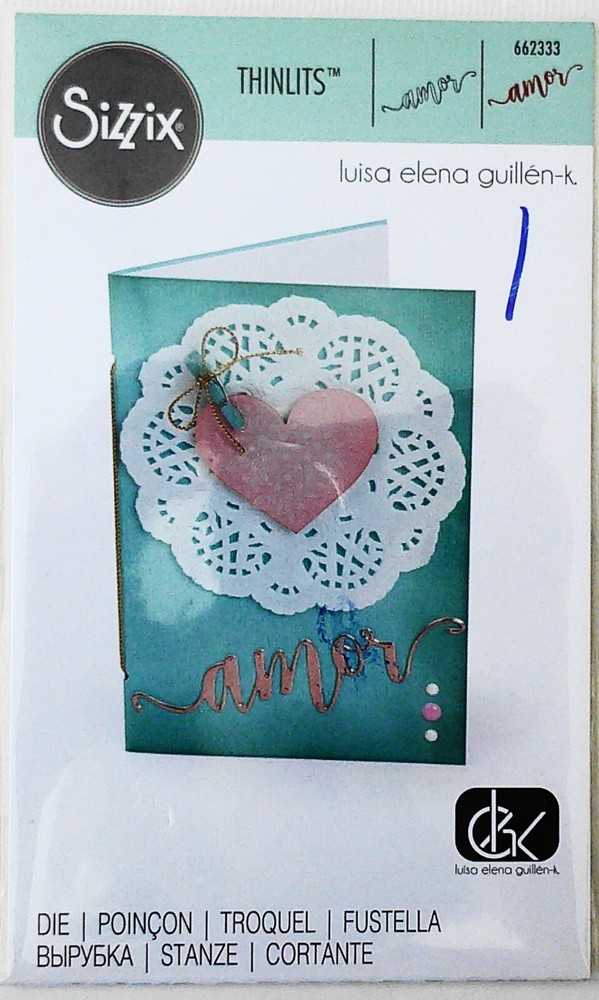 Sizzix Thinlits Luisa Elena Guillen-K AMOR 1 Die New