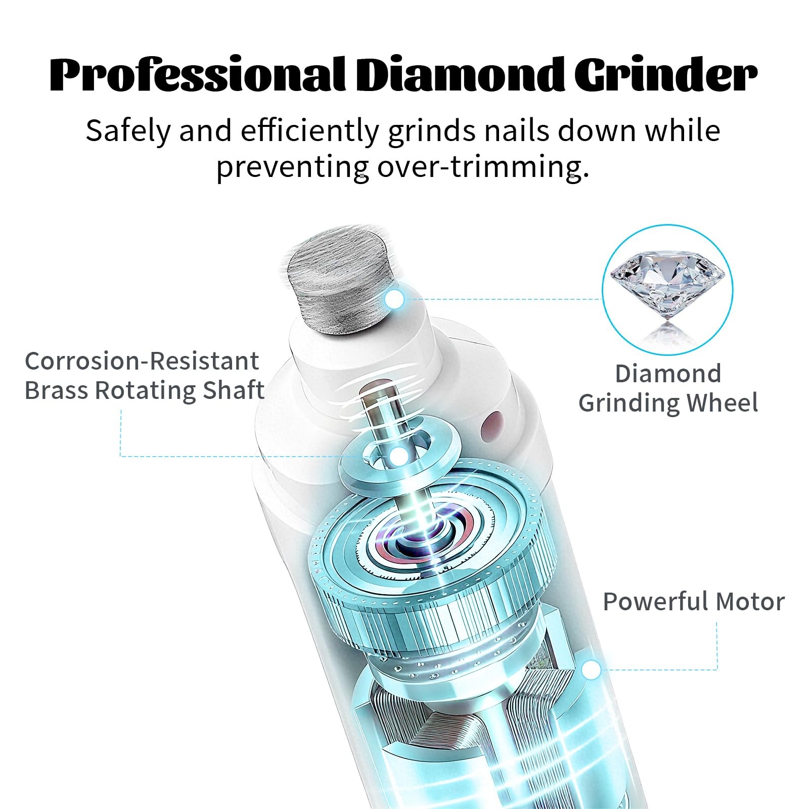 Silent Groom Pro Nail Grinder 2026 Upgraded with 2 LED Light & 3Speed 2000mah...