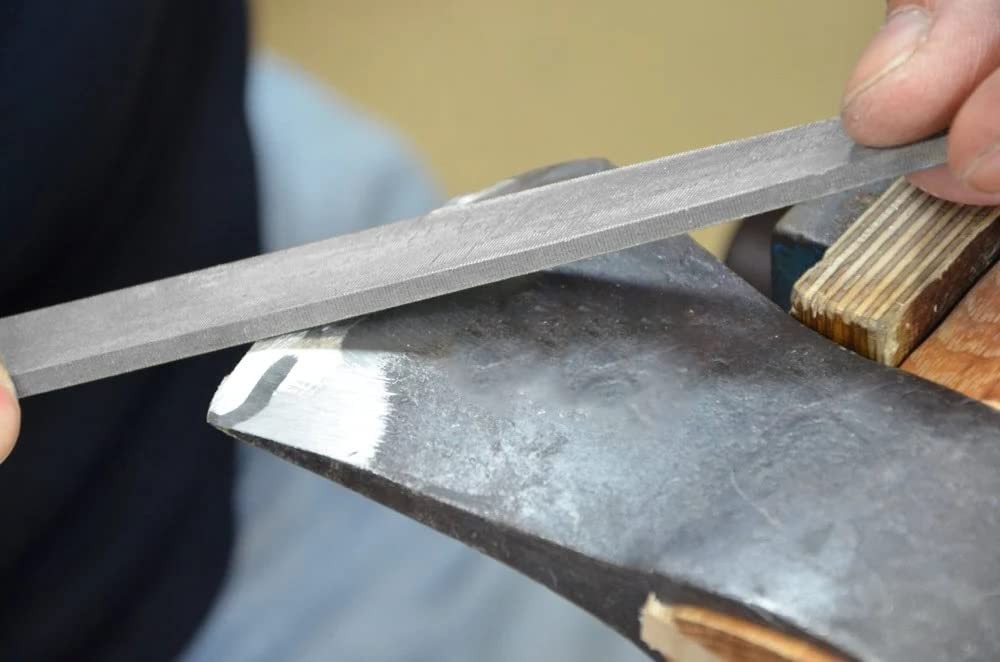 Axe File Sharpener 8-Inch 2PCS Set - Hardened Steel Flat Rectangular Gray