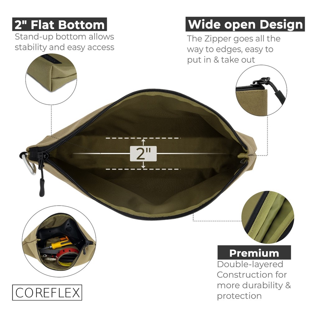 Coreflex 6 Pack Tool Pouch Zipper Bag, Small Tool Bag, Multipurpose Storage