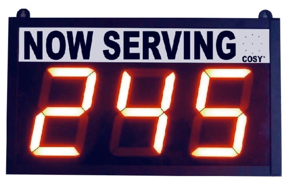 Wireless Token Number Display System - 3 Digit  4" High Numbers