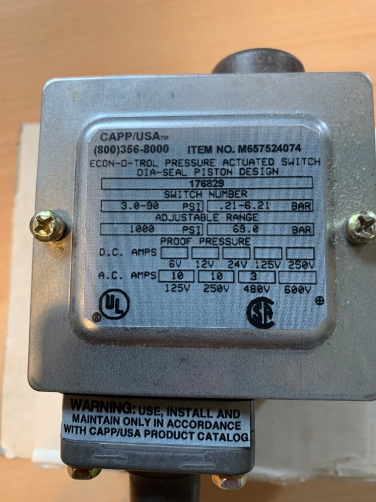 CAPP/USA PRESSURE ACTUATED SWITCH