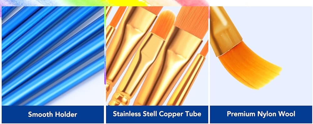 Acrylic Paint Brushes Set, 16 Pas /, Nylon Brush Head, Suitable