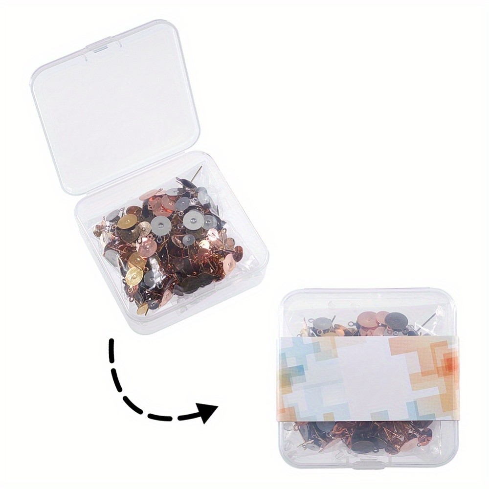1box about 240pcs Brass Stud Earring Settings with Iron Pin Loop Plastic Ear