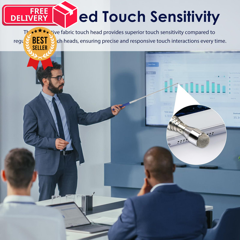 Retractable Teacher Pointer 𝟑𝟗.𝟓'', Stick with 𝗦𝘁𝘆𝗹𝘂𝘀 Blue