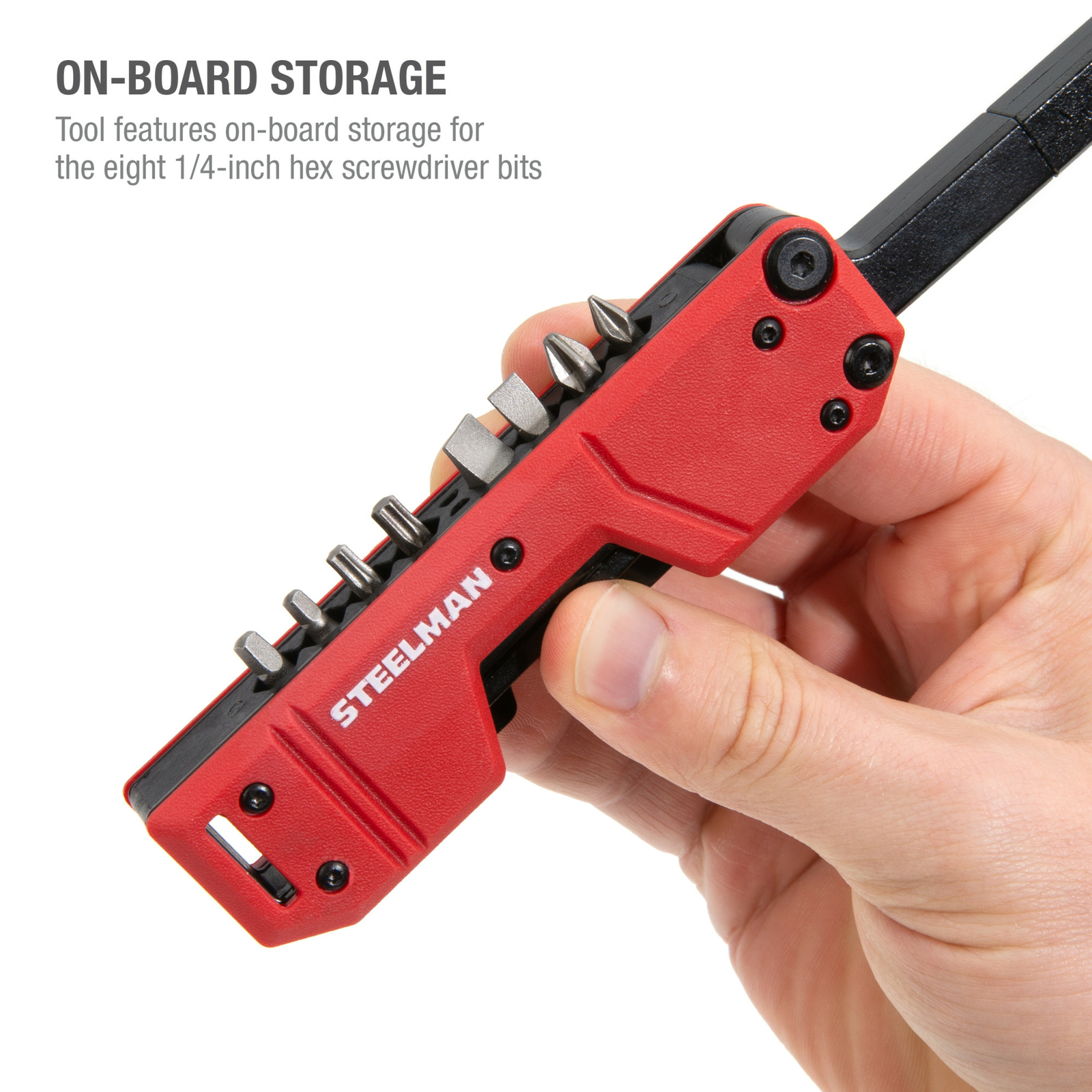 Steelman Folding Pocket Magnetic EDC Screwdriver with 8pc Bit Set, Red 60713