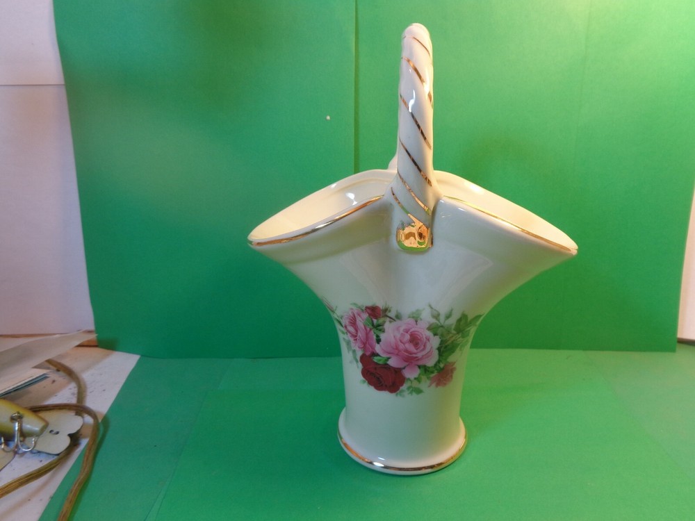 Formalities Floral Pattern Vase w/Handle, Baum Bros.(Used/EUC)