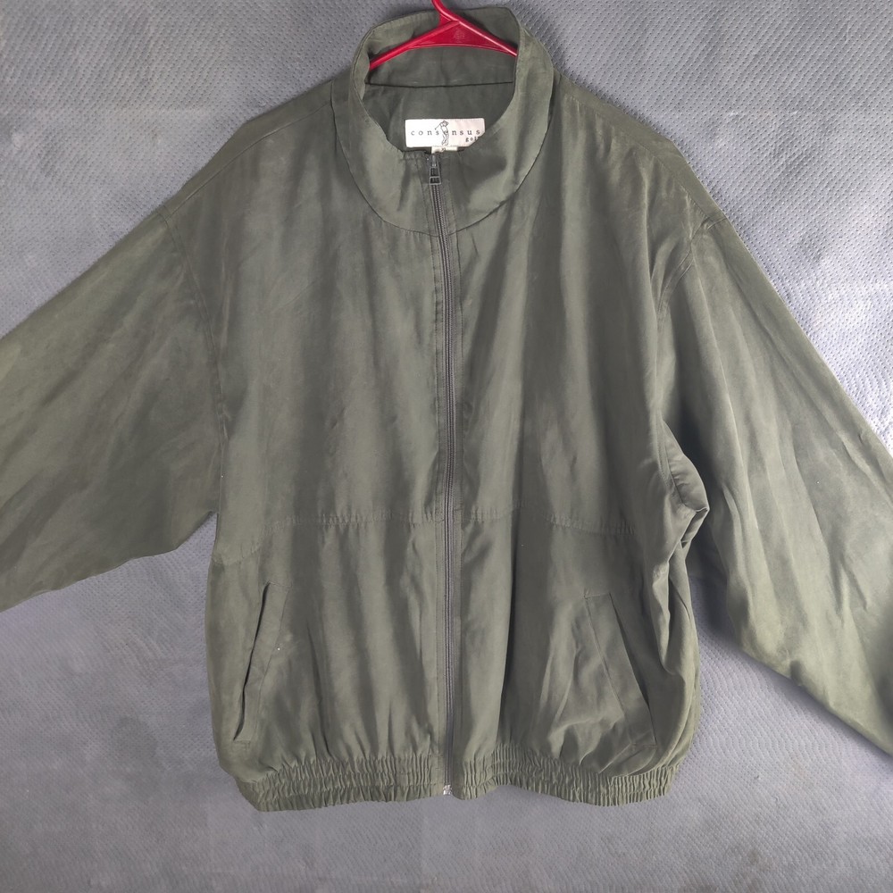Consensus Golf Jacket Mens Size XL Full Zip Polyester Long Sleeve Green