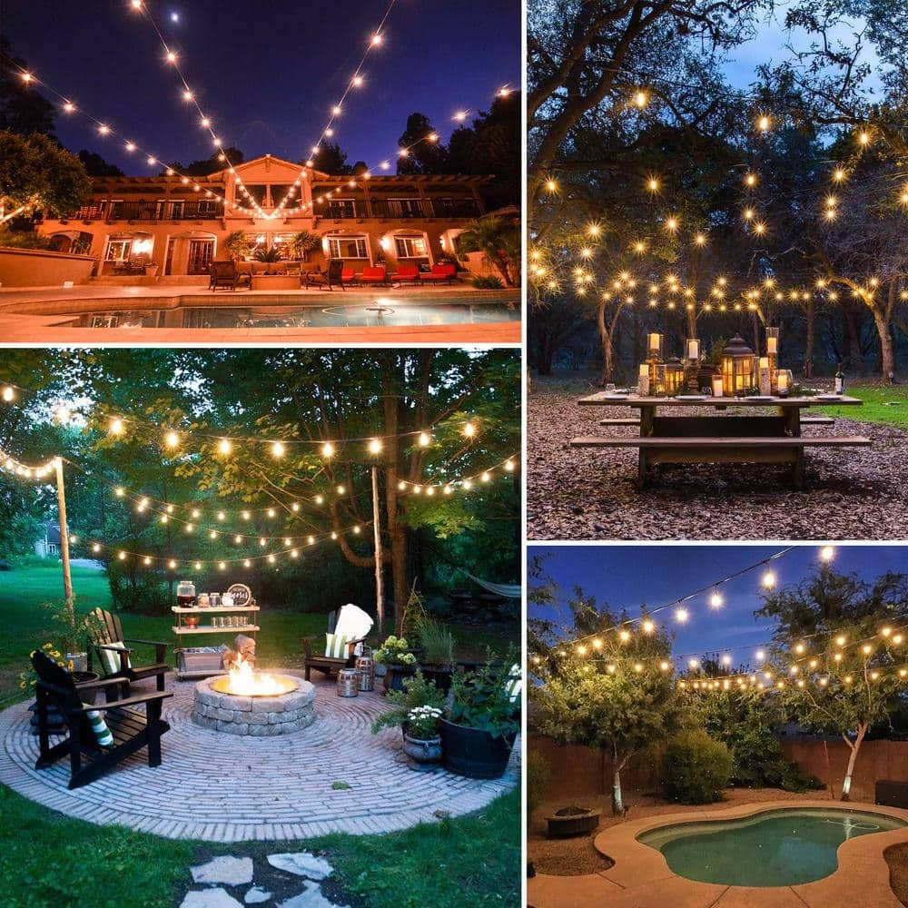 JONATHAN Y 25 ft. Plug-in Rustic G40 Bistro Globe String Lights, Black