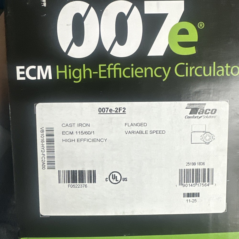 TACO 007e-2F4 ECM High Efficiency Circulator Pump OEM *SEE DESCRIPTION*