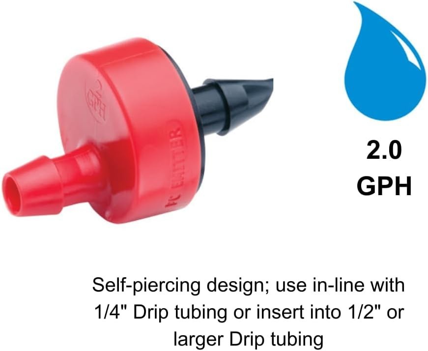Self-Piercing Drip Irrigation Emitters: 2 GPH, 10-Pack for Easy Installation