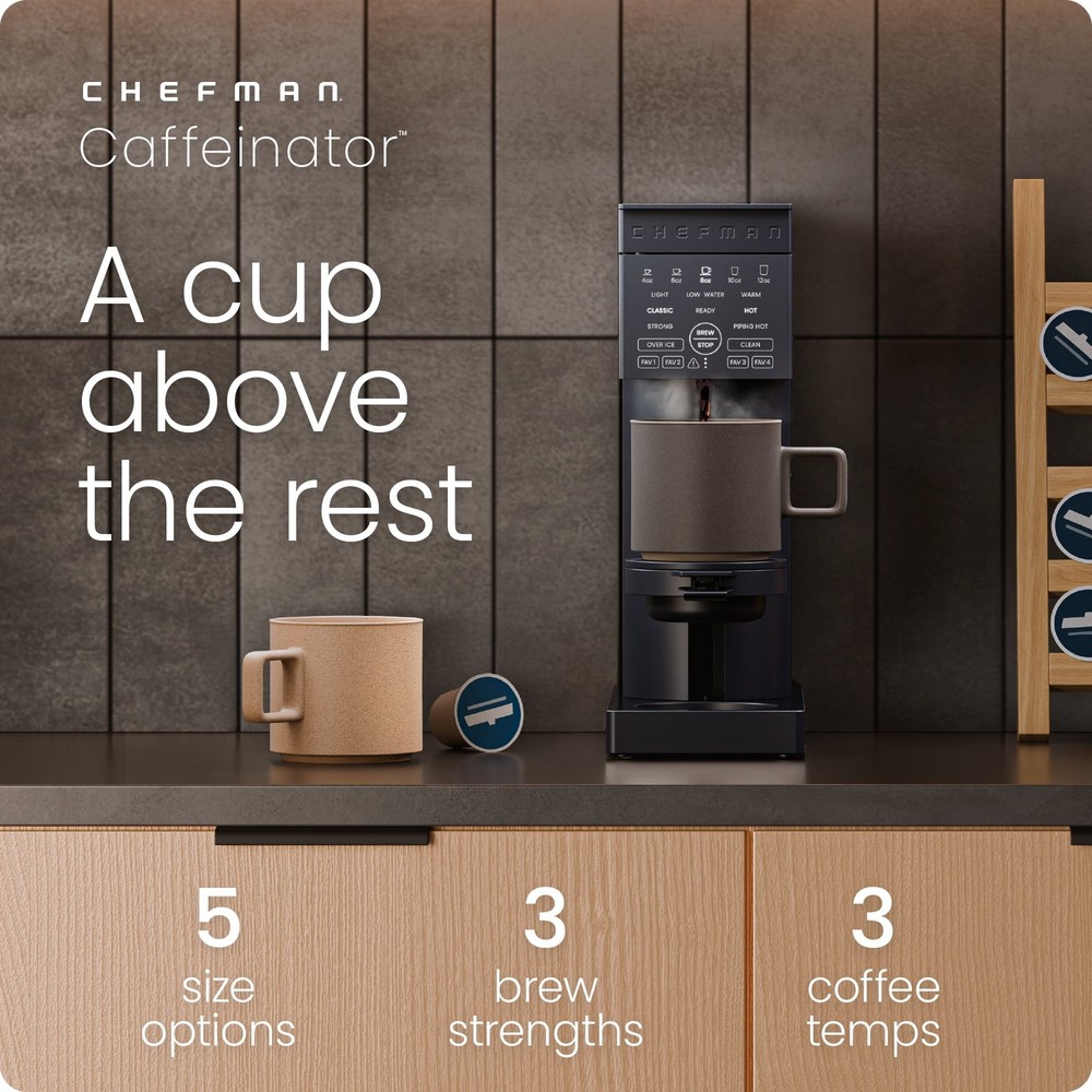 Single Serve Coffee Maker, Works with K-Cup & Grounds - Black