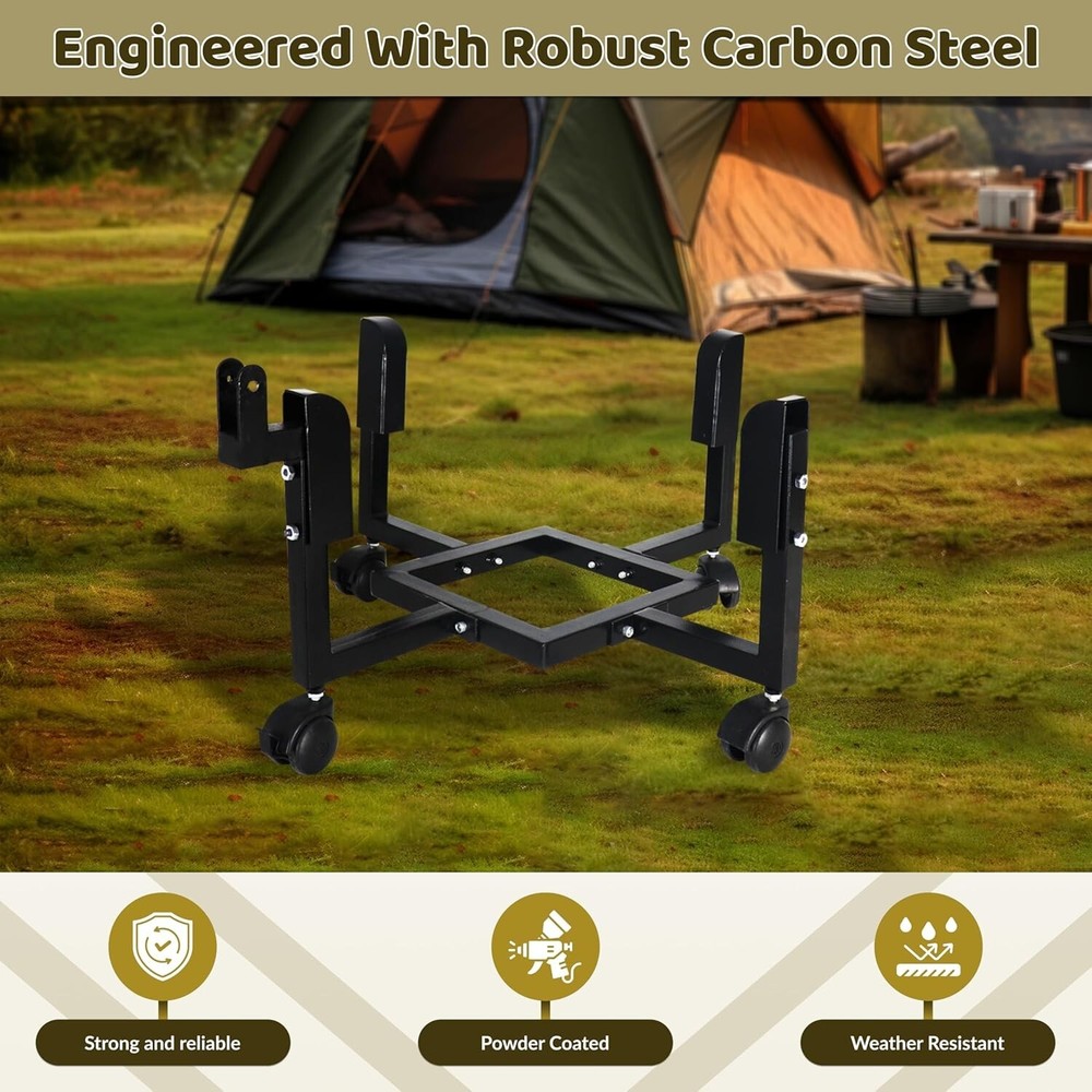 22" Firepit Trolley Stand for 19.5" Firepit with Support Arm & Caster Wheels