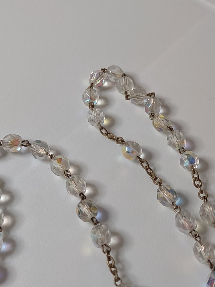 Vintage Clear Glass Bead Rosary