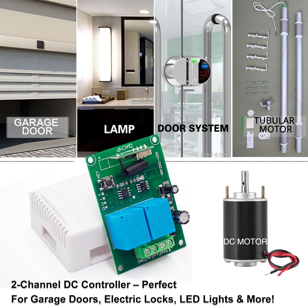 DC 5V-60V Motor RF Remote Control, KR1202, Forward, Reverse, 433Mhz, Relay