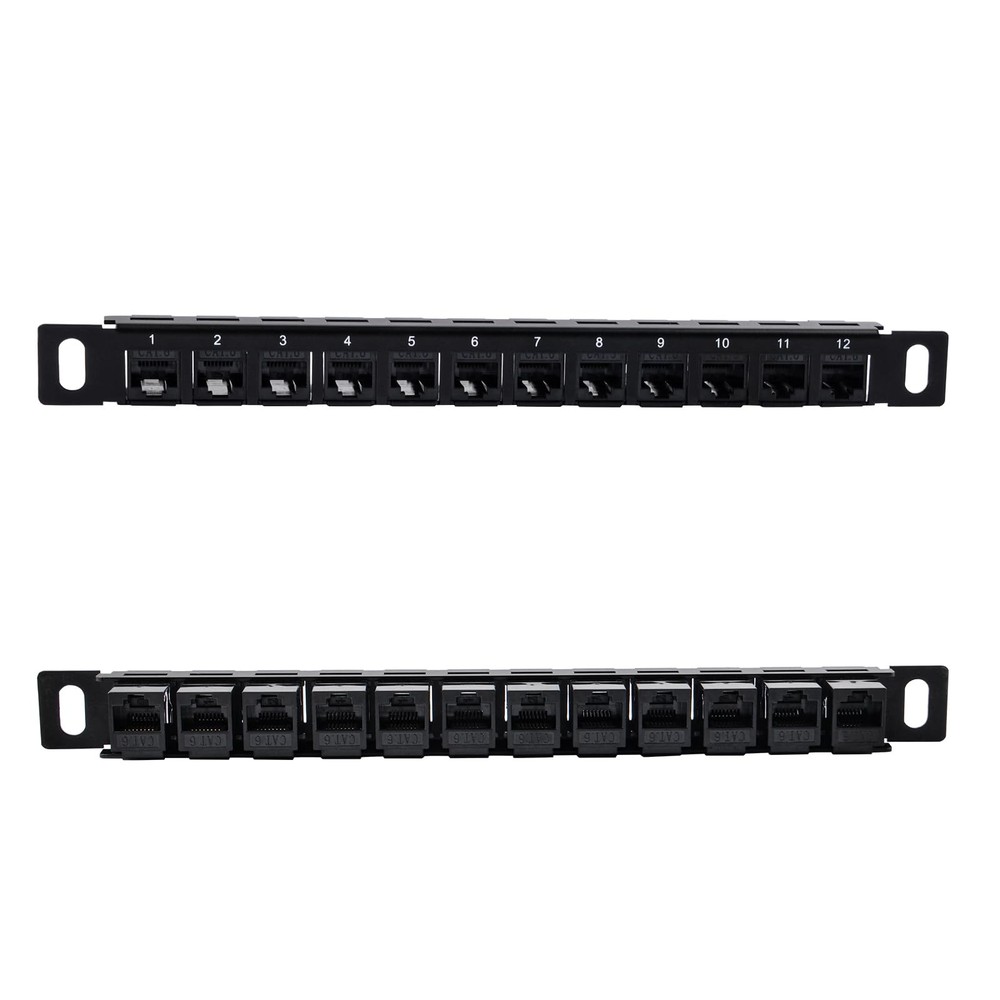 12 Port Patch Panel 10 Inch 0.5U CAT6 Network Rack Cabinet Shielded
