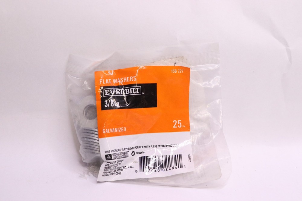 (25-Pk) Everbilt Flat Washers Galvanized 3/8 156727