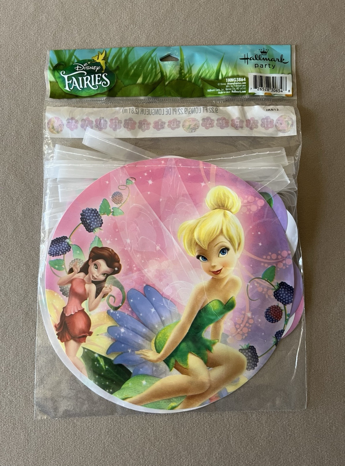 Disney Fairies Tinker Bell Birthday Banner By Hallmark~9.22 Feet Long, Brand New