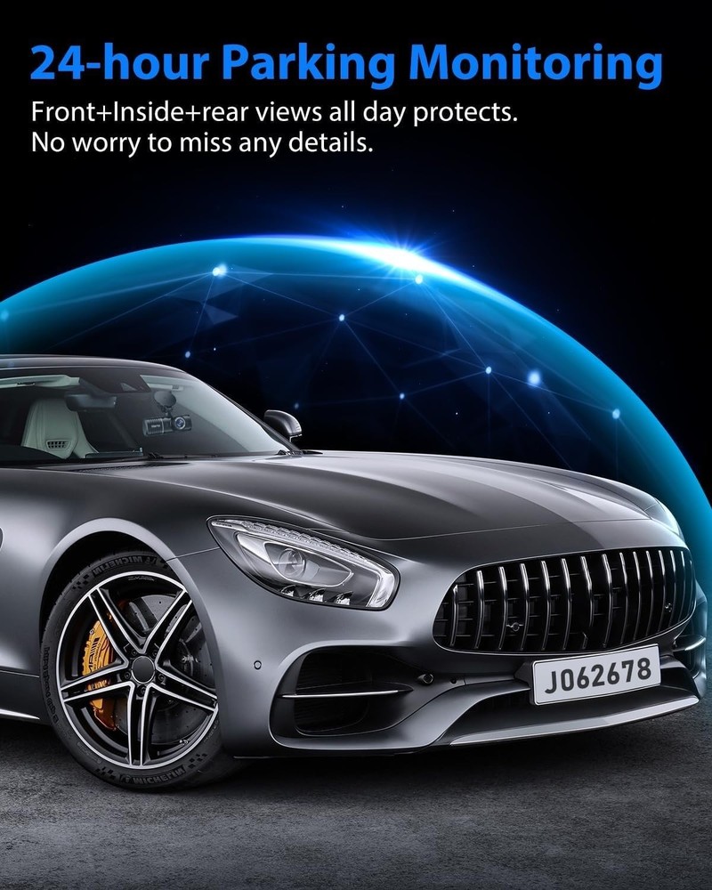 Triple Dash Camera 170° Front + 150° Cabin + Rear Waterproof