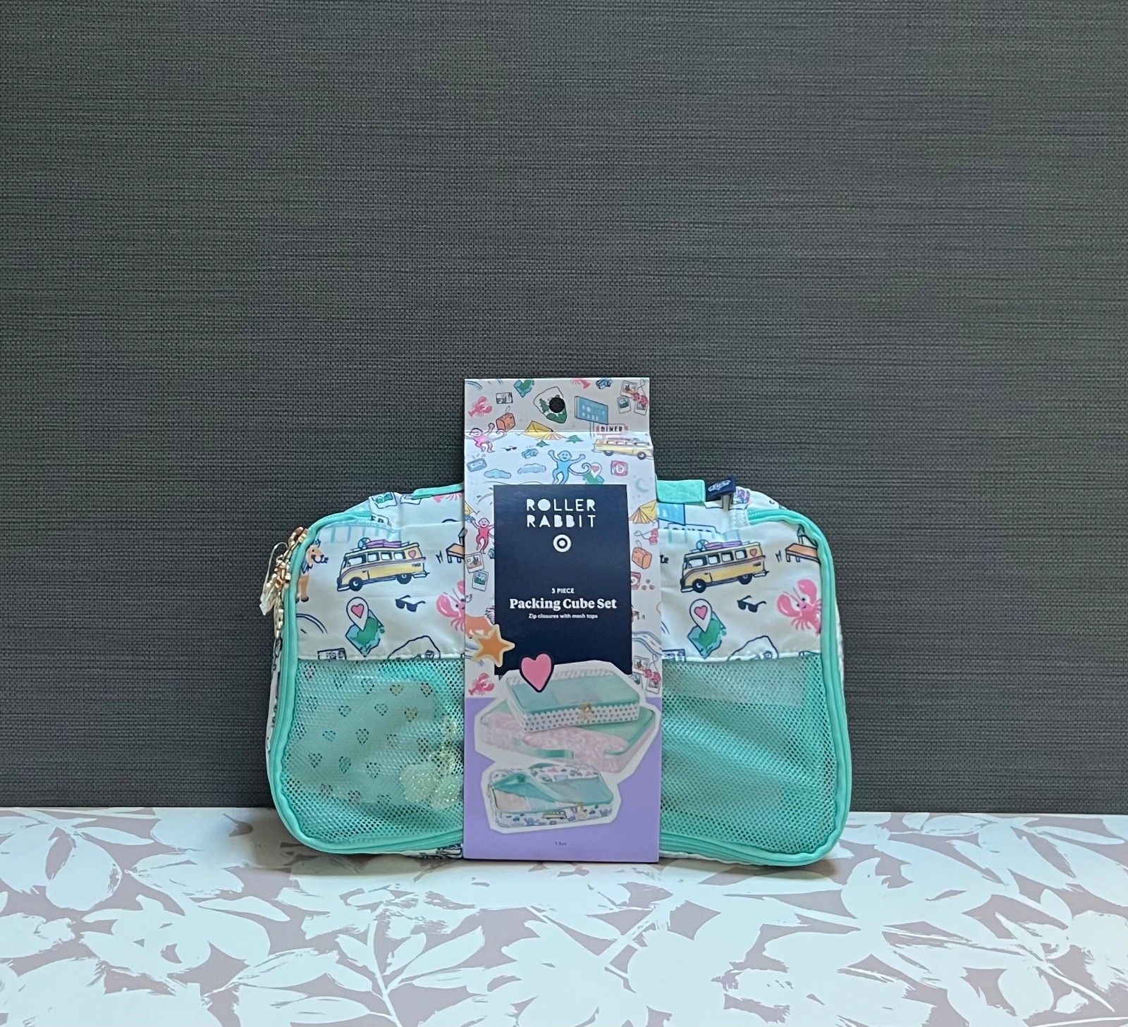 Roller Rabbit x Target 3pc White/Teal Packing Cube Set