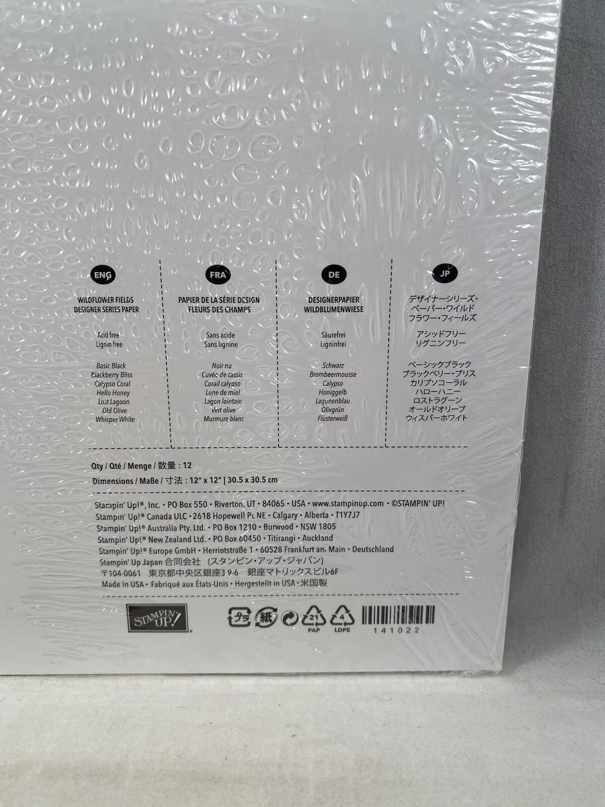 WILDFLOWER FIELDS Designer Series Paper DSP Stampin Up 12 X 12