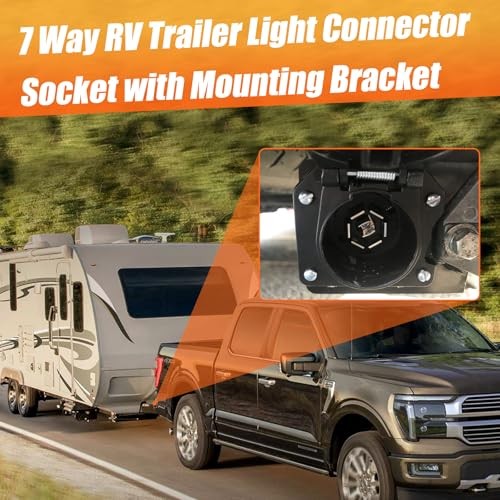 7 Way RV Trailer Light Connector Socket 7 Pin Wire Electrical Trailer 1pc